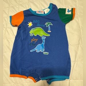 Blue and Green Dinosaur Print Kids Bodysuit